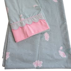 Vintage Burlington 1 Twin Flat Sheet 2 Standard Pillowcases Mint Green Pink