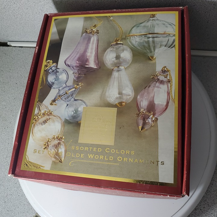 Vintage christmas ornaments- LENOX 6 OLDE WORLD glass color NIB rare hand blown