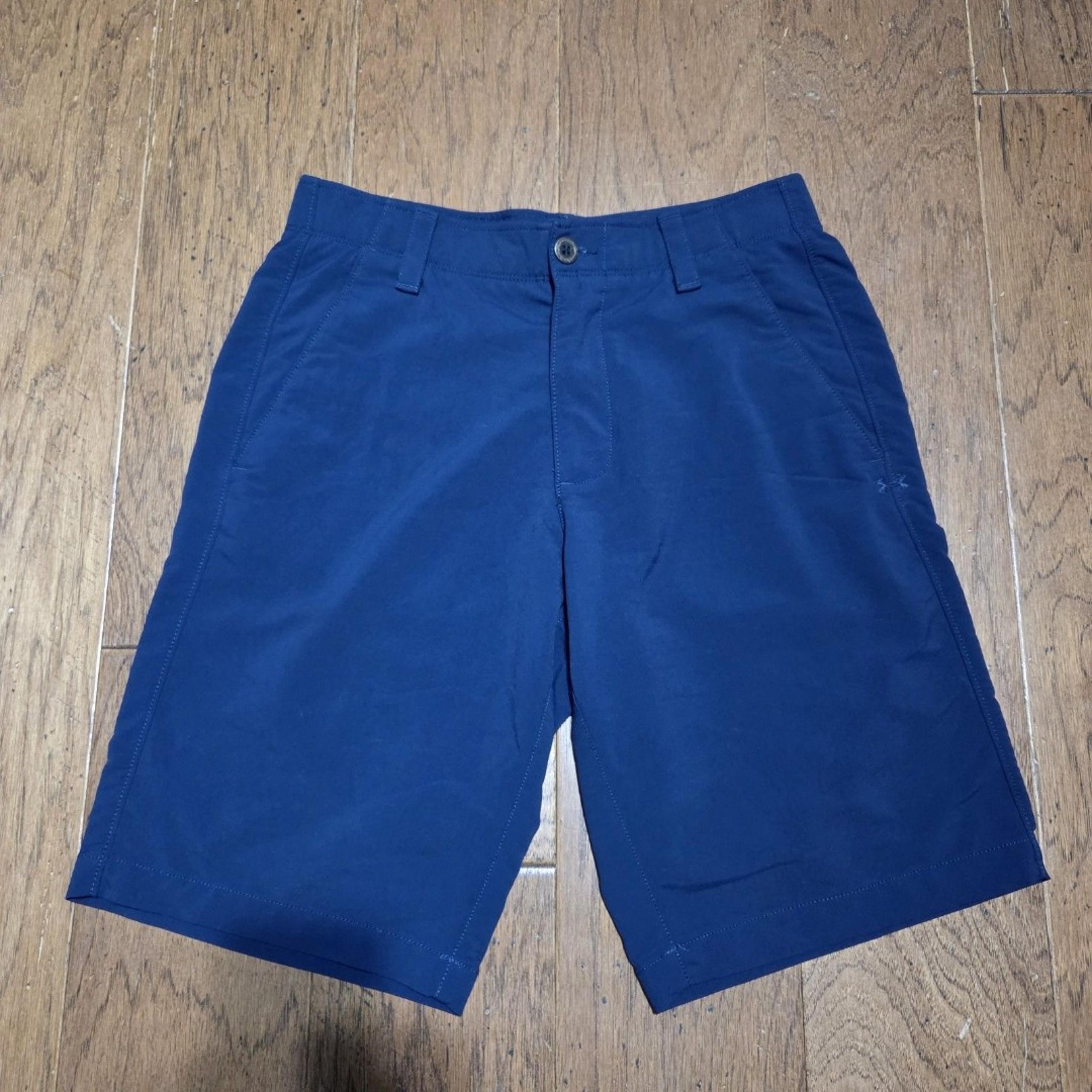 Under Armour Golf Shorts Men's 30 Solid Blue Zip 11" Inseam Match Play