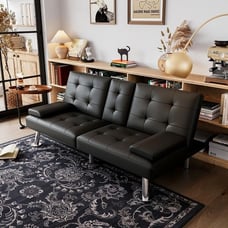 Black Leather Futon Couch