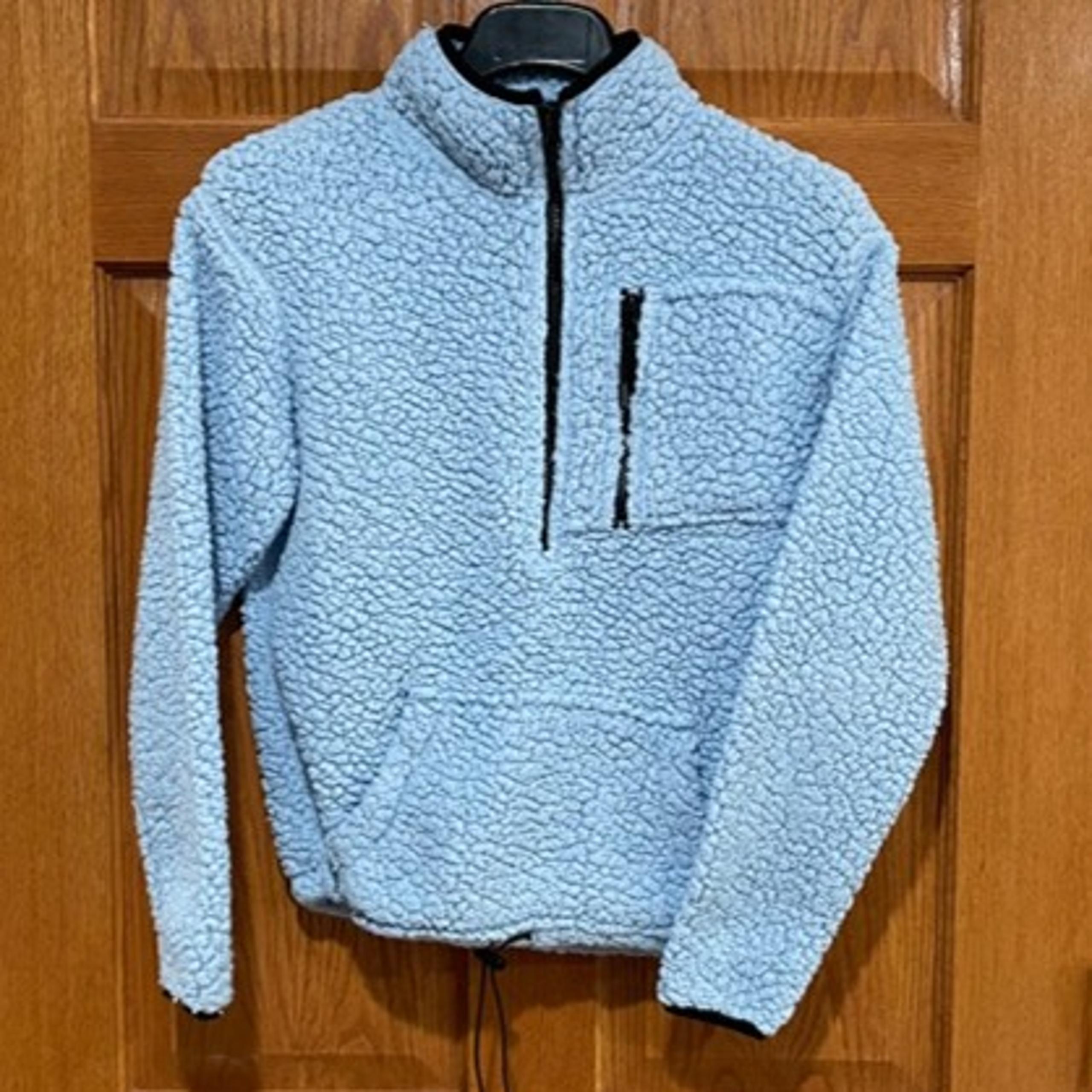 NO BOUNDARIES Women's Juniors M 7-9 Light Blue 1/2 Zip Sherpa Sweatshirt Top