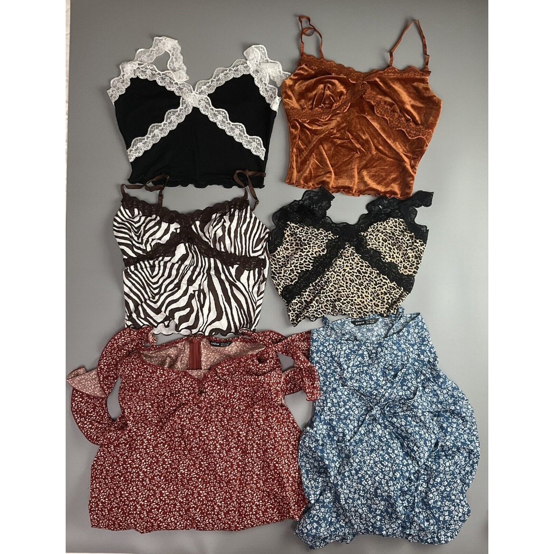Shein Womens Camisole Top Lot White Mixed Animal Print Strap Sheer Size 2