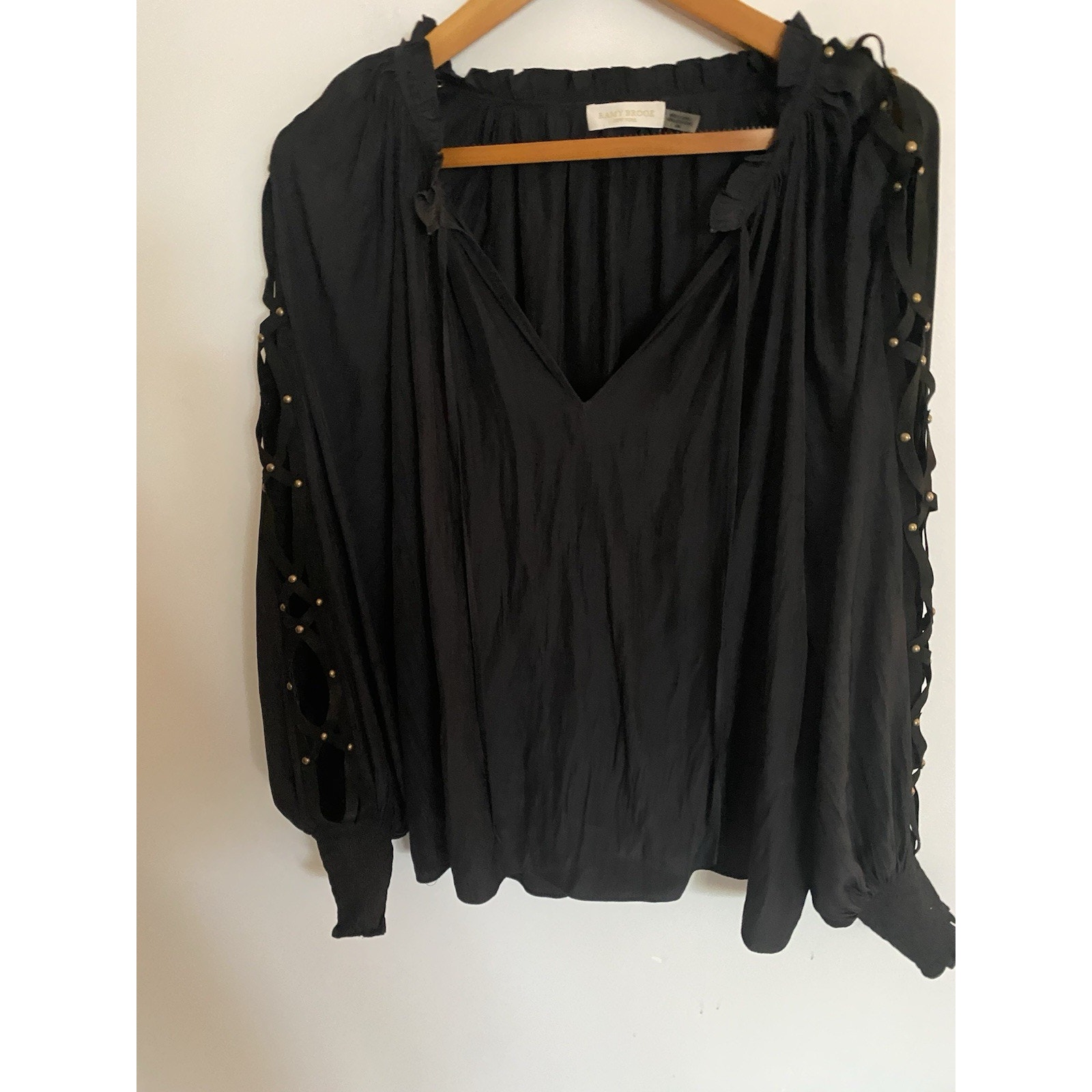 Ramy Brook Silk Blouse With Cut Out Detail On Sleeves Retails 275 Size M