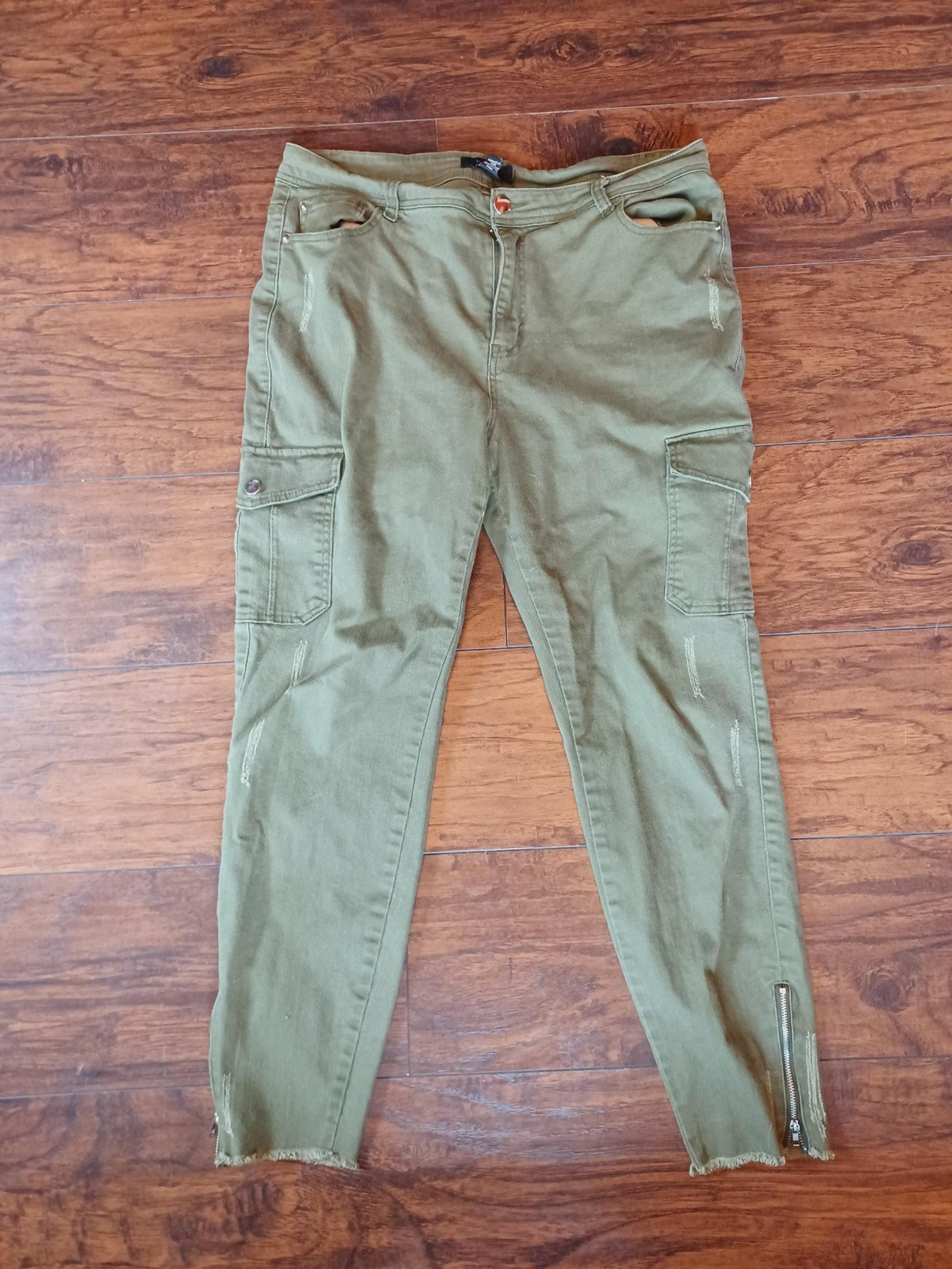 Army Green Cargo Jean Style Pants Plus Size 16