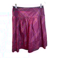 Lilly Pulitzer NWT 248 Pink Plaid Silk Shiny Party Skirt Sz 2