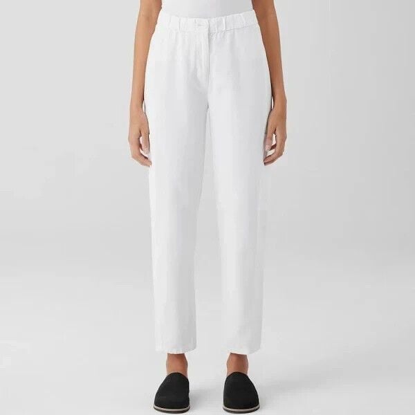 Eileen Fisher Cotton Hemp Stretch Lantern Pants Women M EUC Pocket Elastic waist