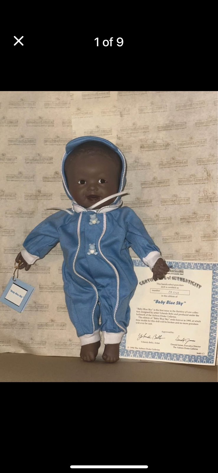 Ashton Drake Galleries baby boy Blue Sky African American Rainbow of Love Series