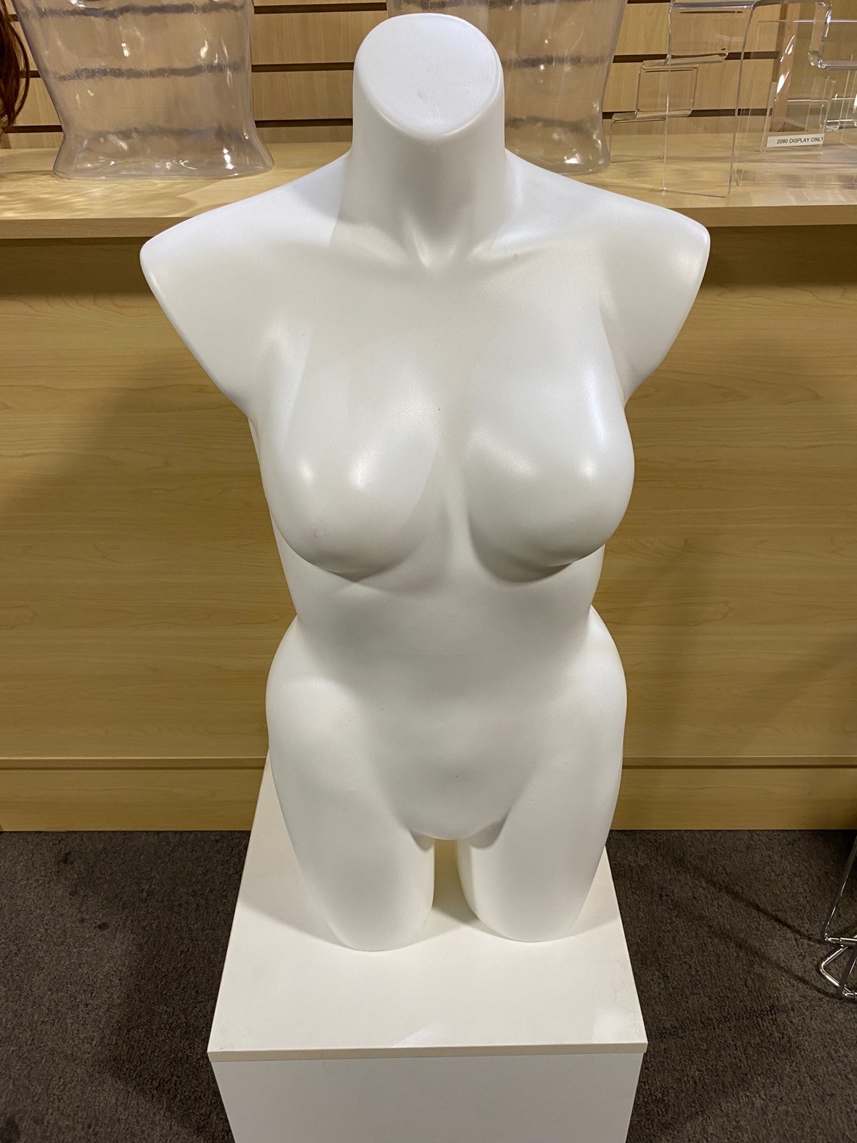 White plastic plus size ladies form