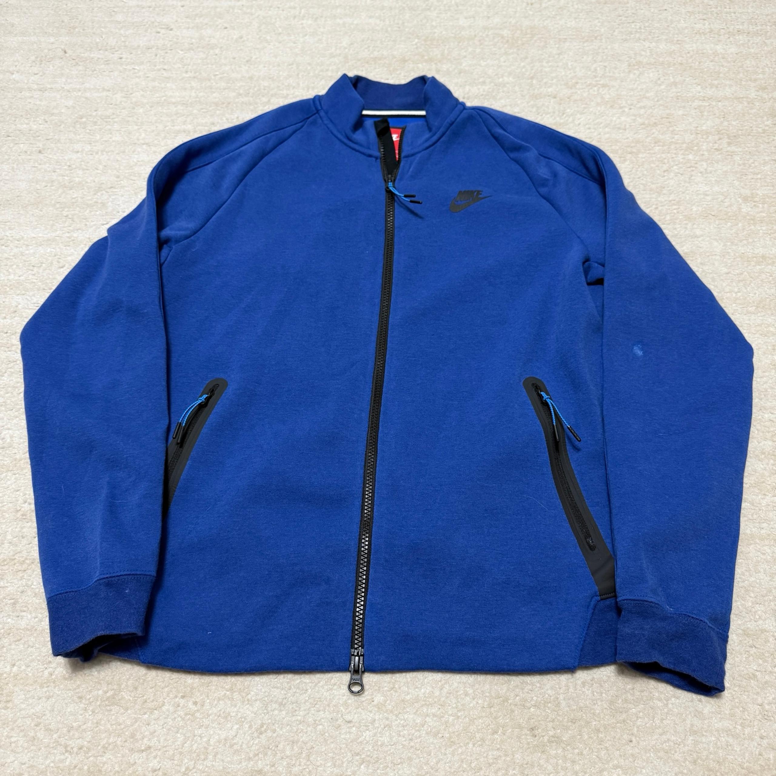 Nike Tech Fleece Jacket Sweatshirt Men's Medium Blue Full Zip Sleeve Flaw
