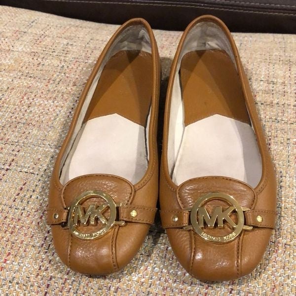 MICHAEL KORS Classic Lillie Leather Moccasin Flats in Luggage Sz 9M
