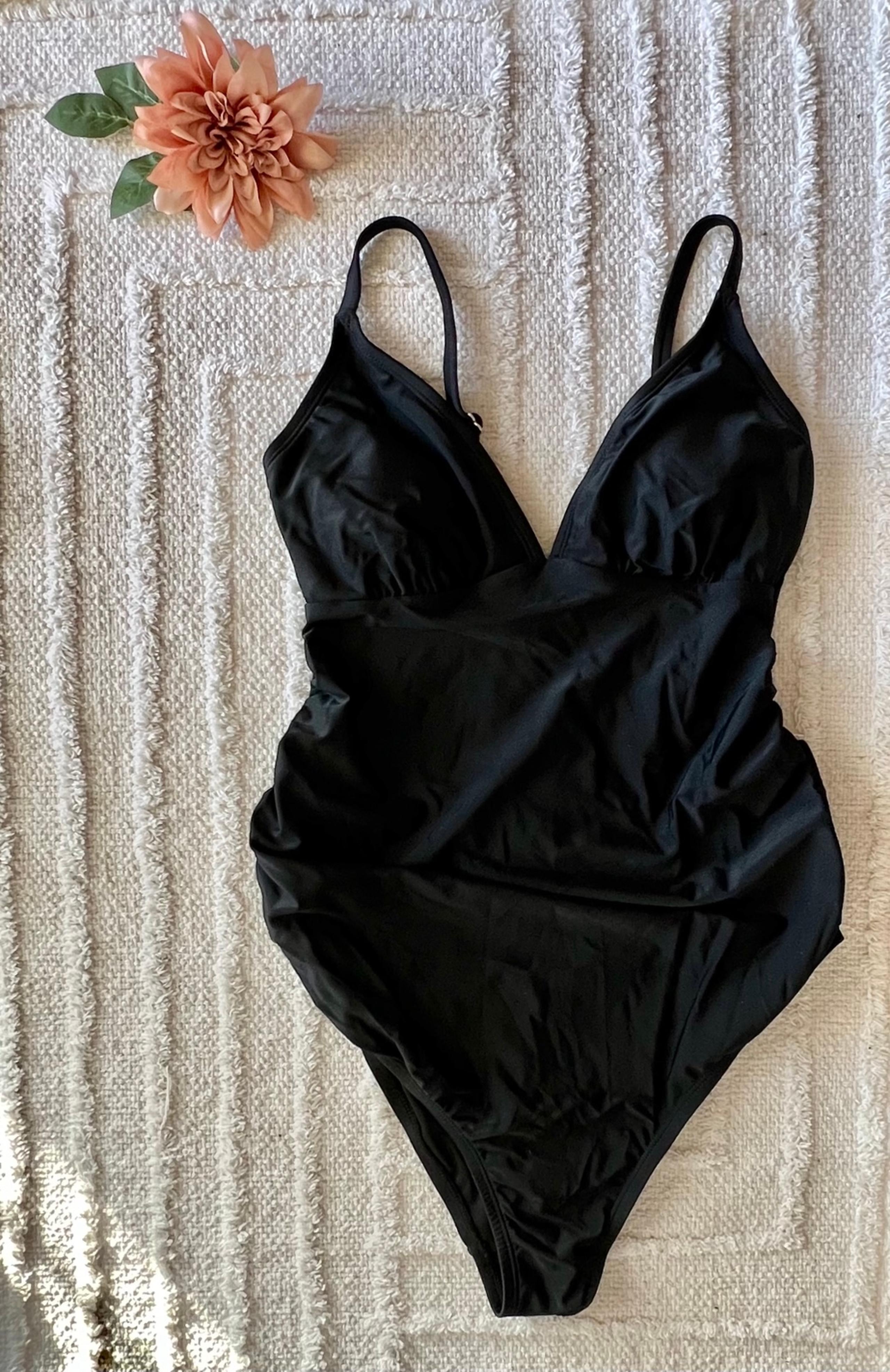 CUPSHE Black One Piece Bathing Suit Swimsuit Pool Party- Size S