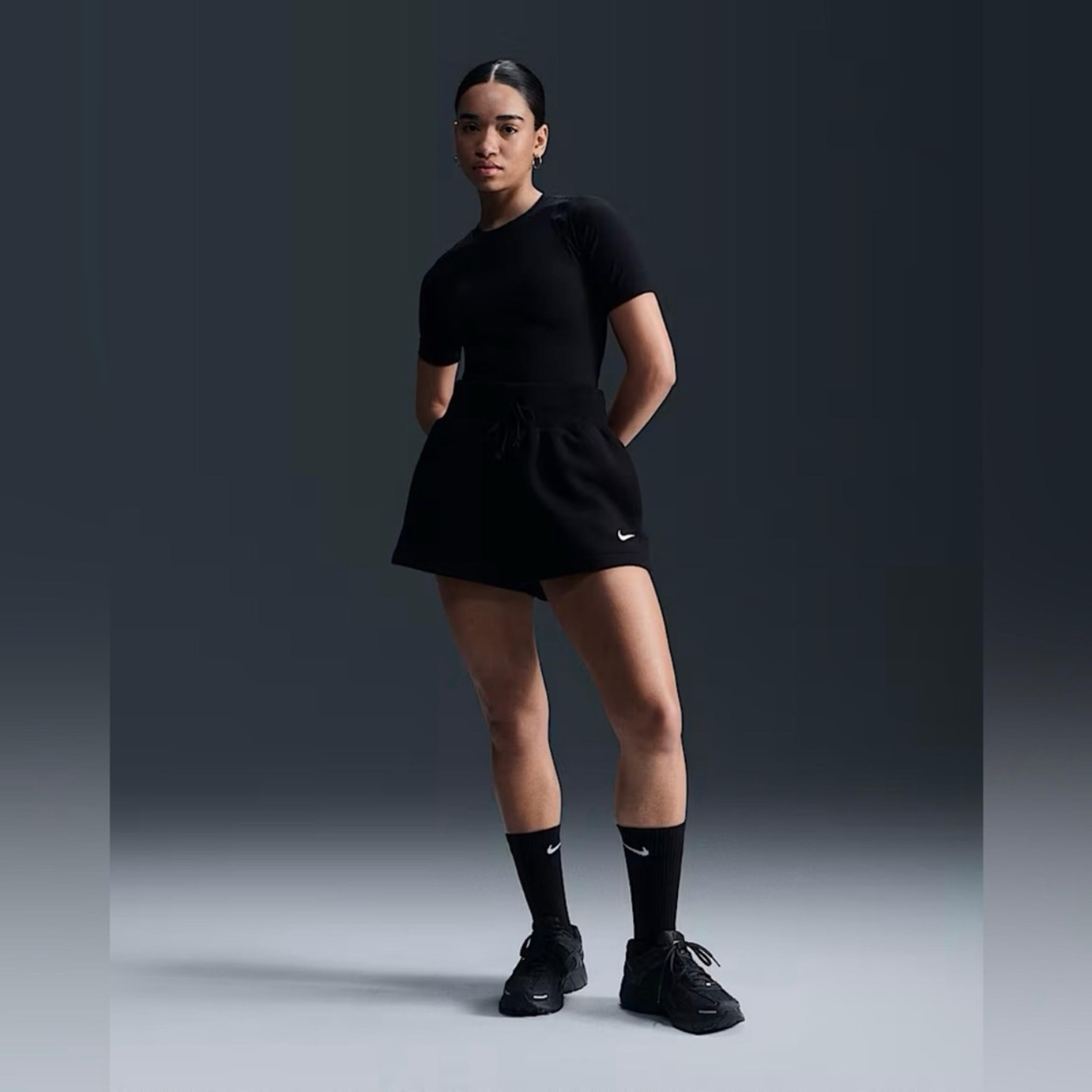 Nike Sportswear Women's Black Phoenix Active Fleece One Piece Shorts Romper
