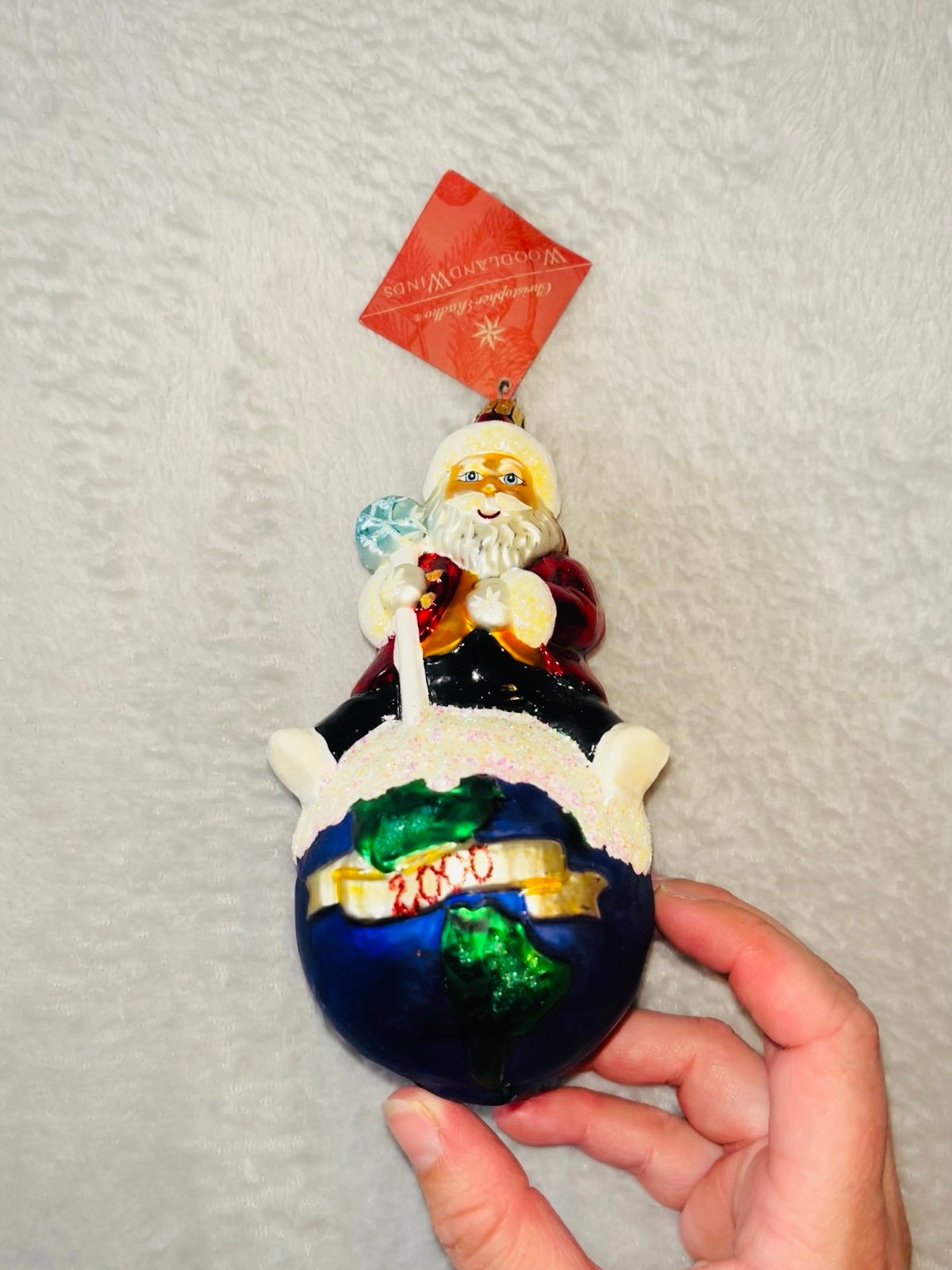 Christopher Radko It’s A Stardust World Santa Glass Christmas Ornament 6” 2000