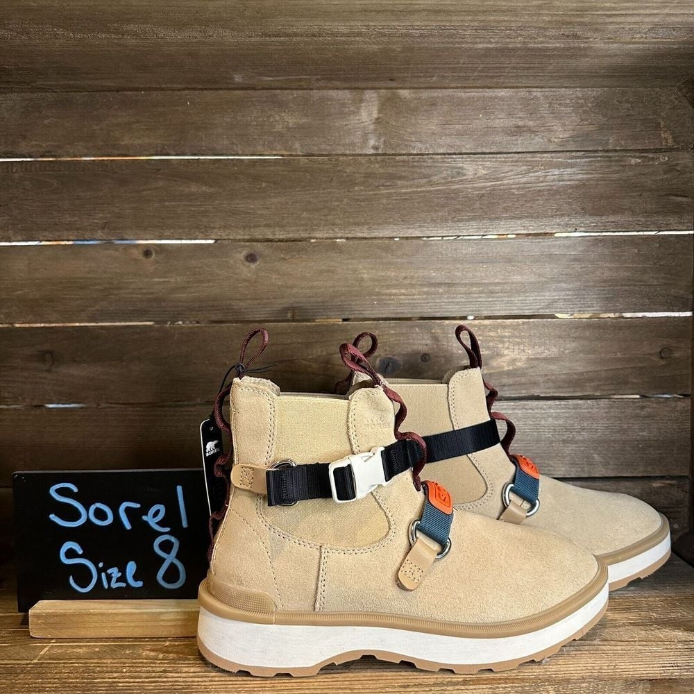 New Womens Sorel Hi-Line EQ Tan Suede Waterproof Casual Chelsea Boots Size 8 M