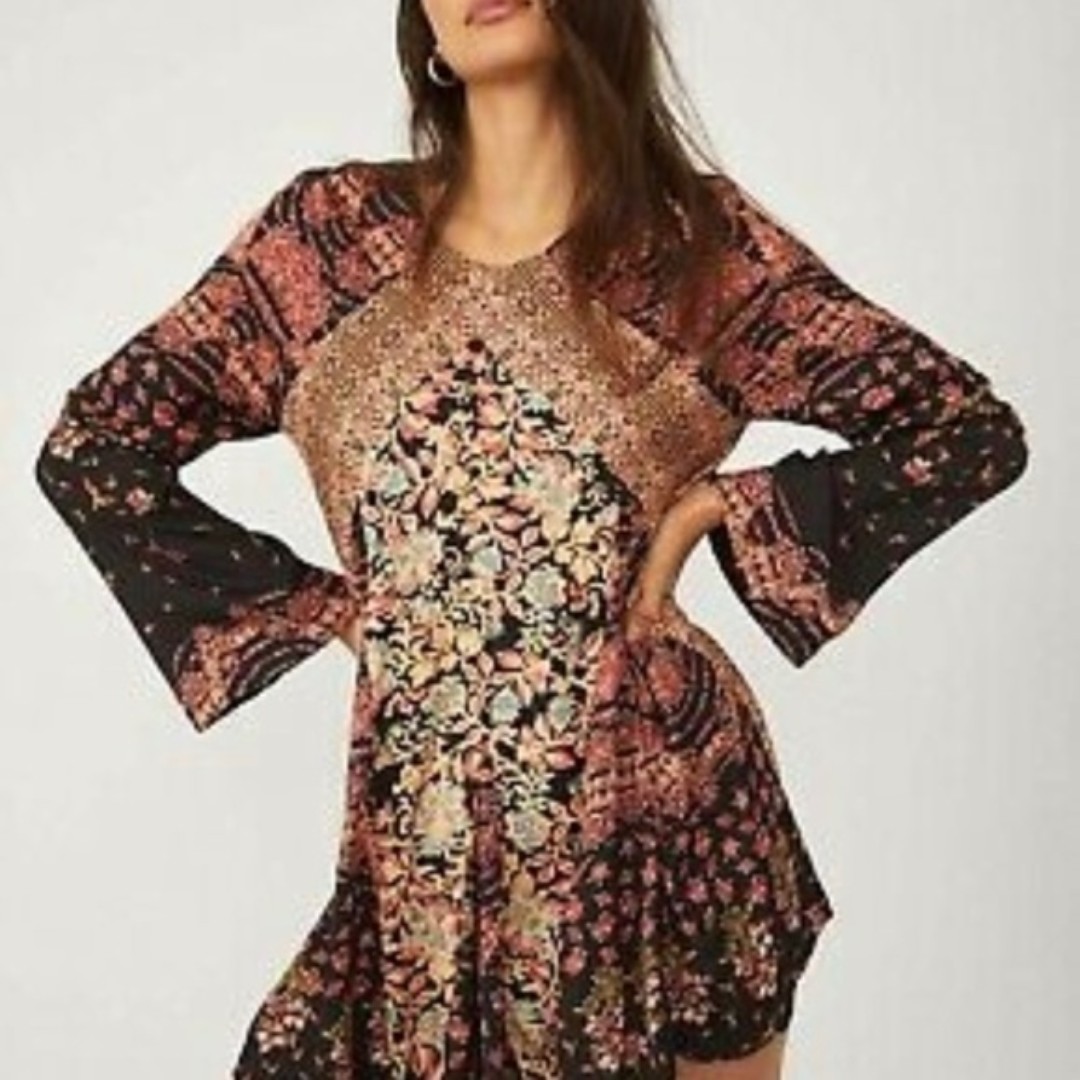 Free People boho mini dress women size medium