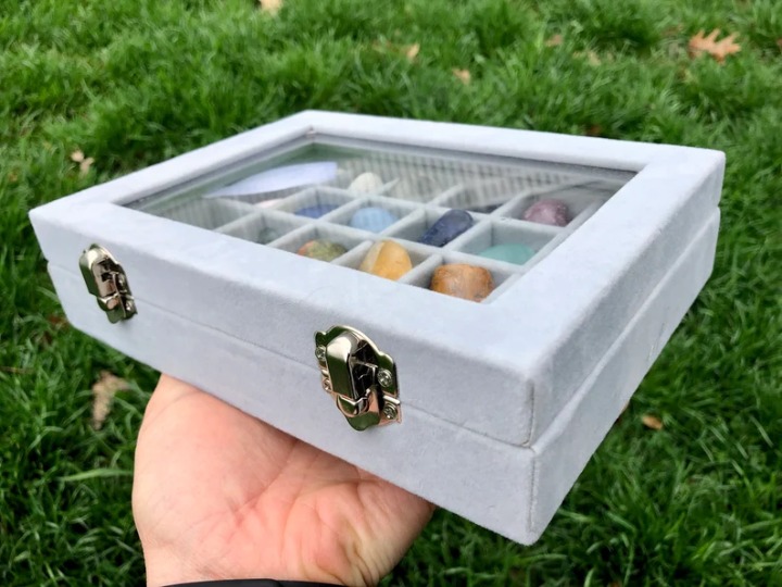 Tumbled Stone Crystal Box - healing crystals and stones set - chakra stones