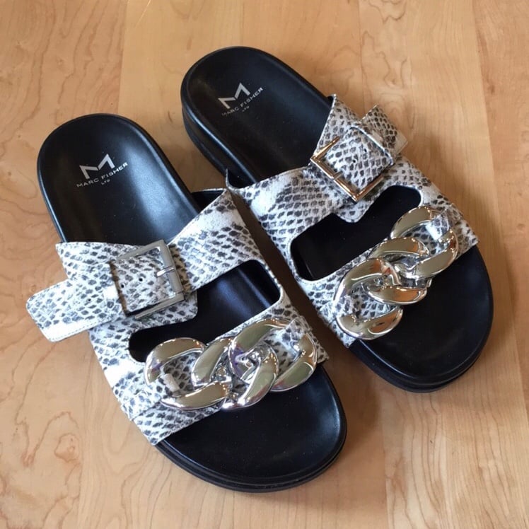 Marc Fisher Fresno Slide Sandal In Roccia Leather