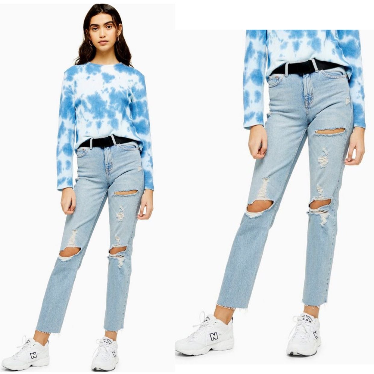 28 Topshop Distressed Straight Leg Jeans