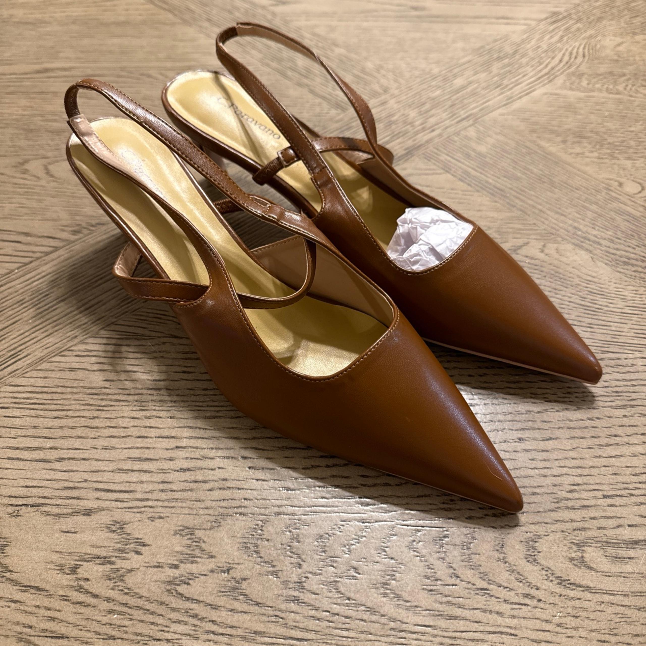 New C Paravano Women's Size 40.5 Us 10 Slingback Flat Leather Shoes