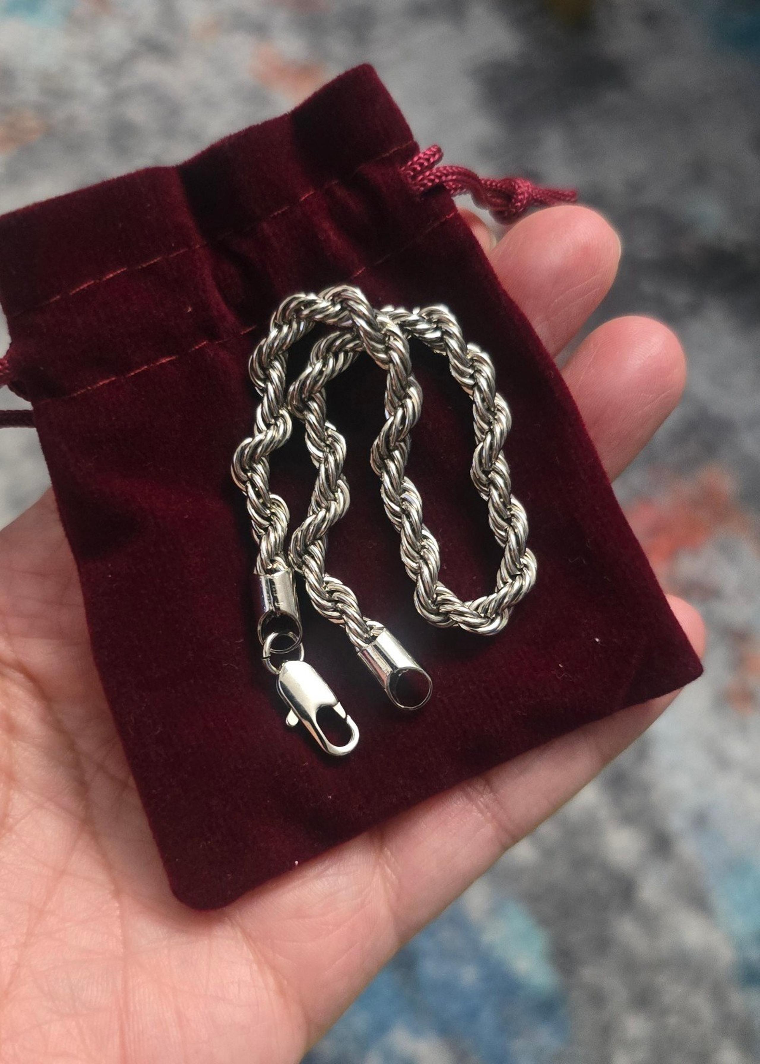 UNISEX 14KT WHITE GOLD OVERLAY ROPE BRACELET