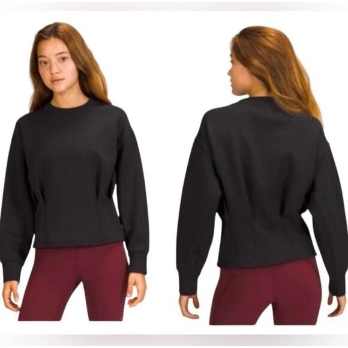 Lululemon Gathered Waist Crew Pullover Black Size 8/10
