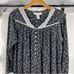 Eileen West Midi Cotton Night Gown Floral Long sleeve Neutral Grey and White