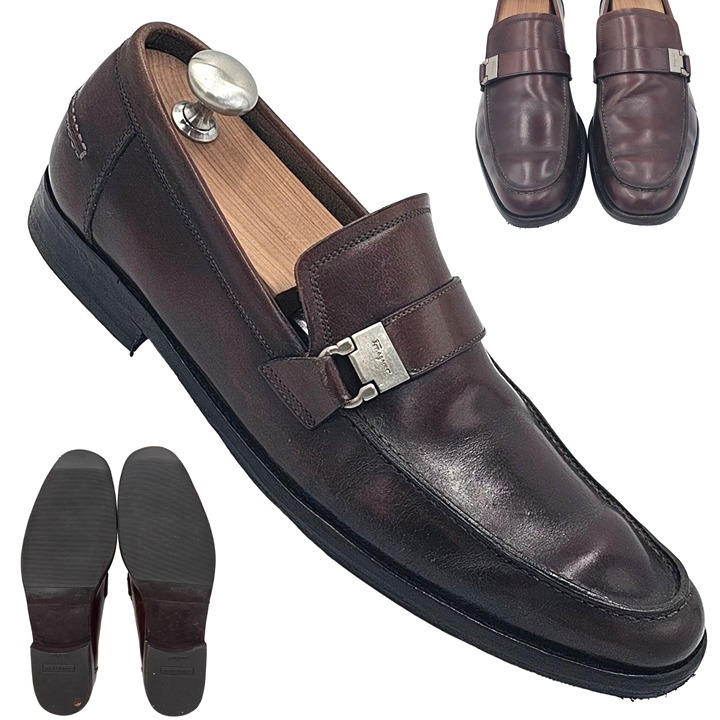 Vintage Salvatore Ferragamo Italy Dress Shoes Men's 7.5D Brown Leather Loafers