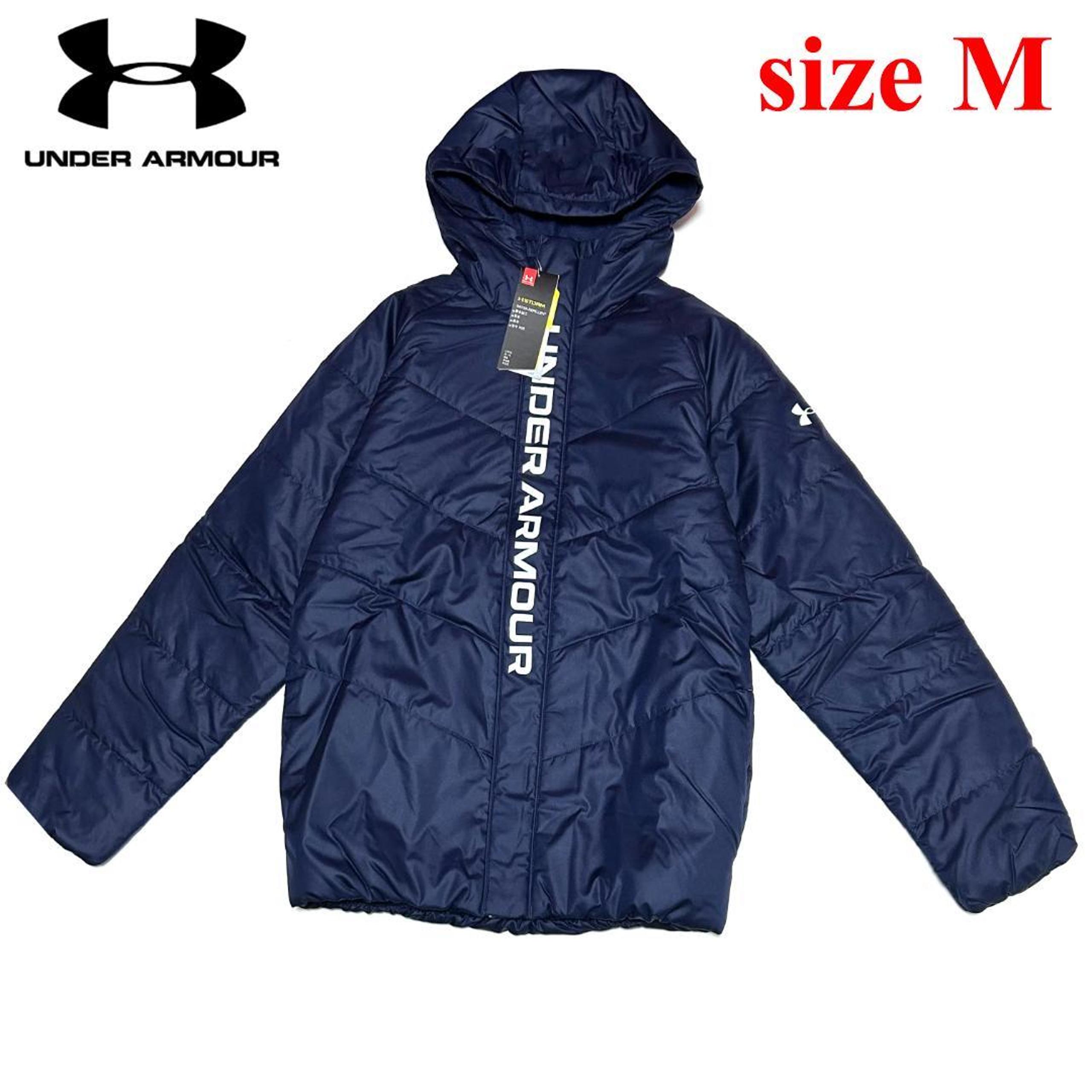 Brand new Under Armour padded jacket, size M, water-repellent, navy blue.