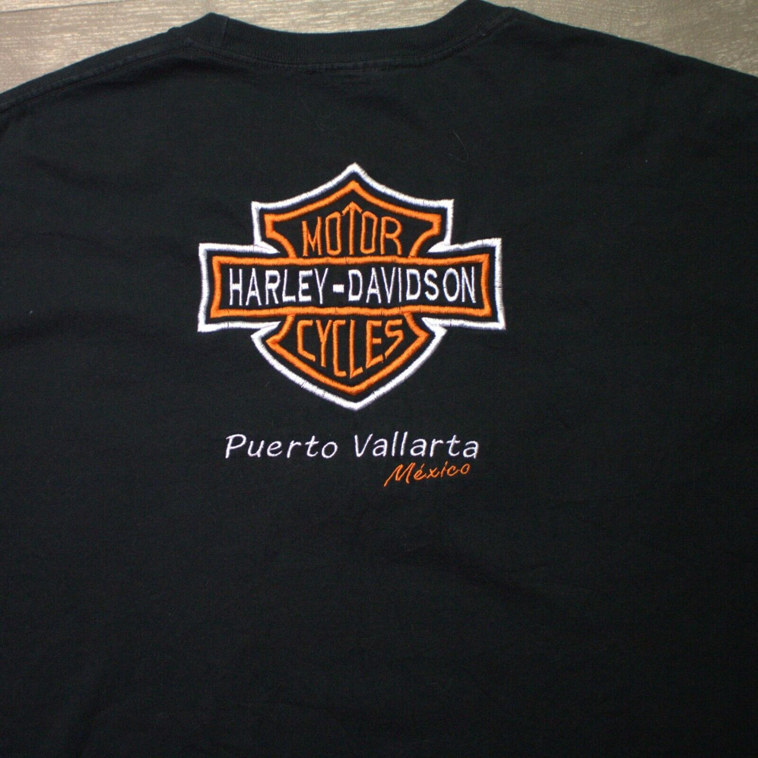 Harley Davidson Puerto Vallarta Mexico T Shirt Sz XL Embroidered Logo Shield