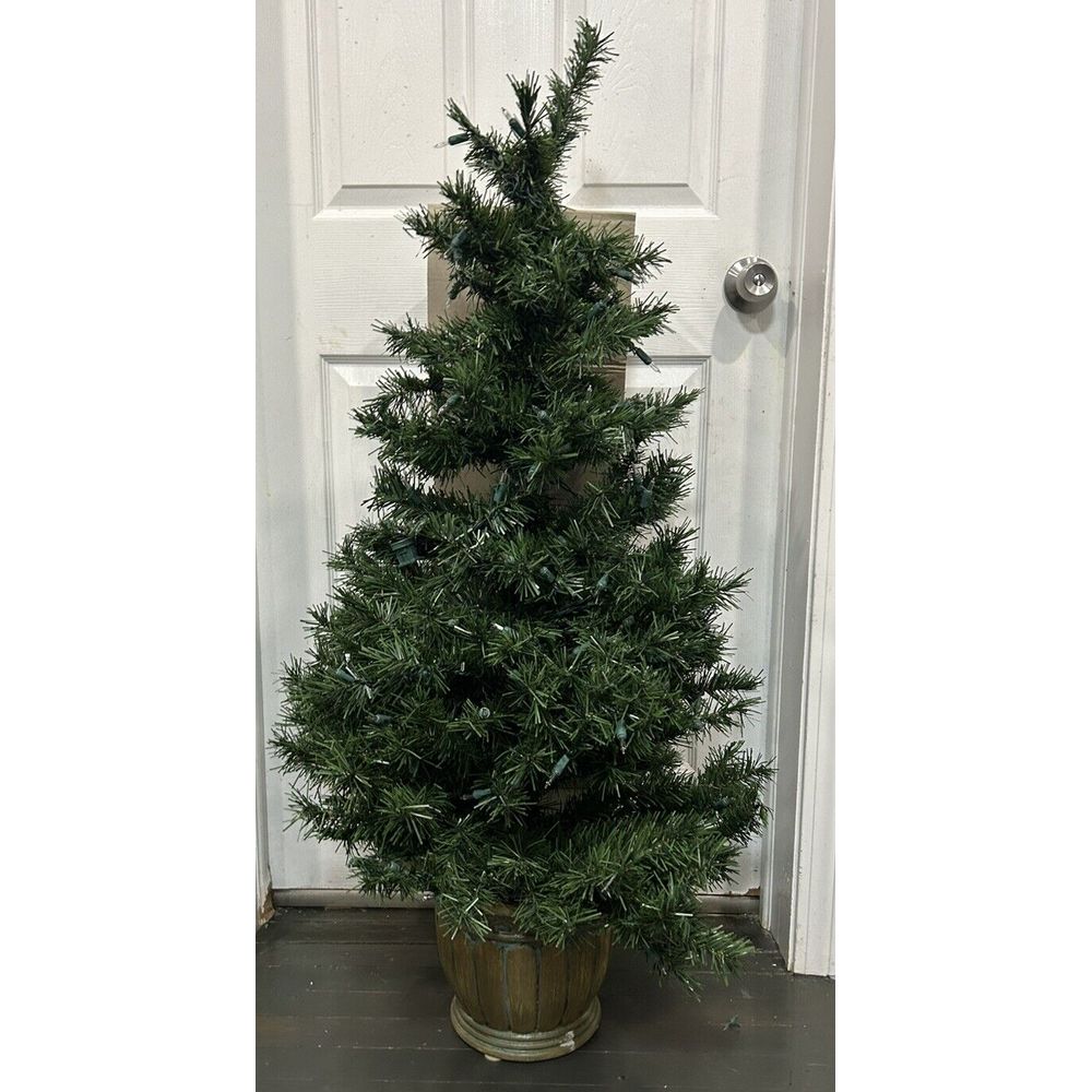 Roman Lights Potted 4FT Pre-Lit Tree 150 Clear Lights Open Box -