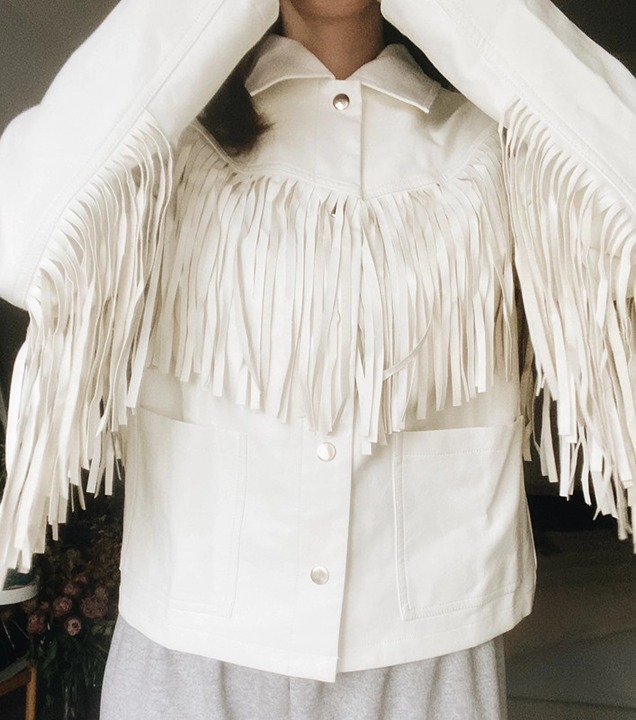 white fringe jacket
