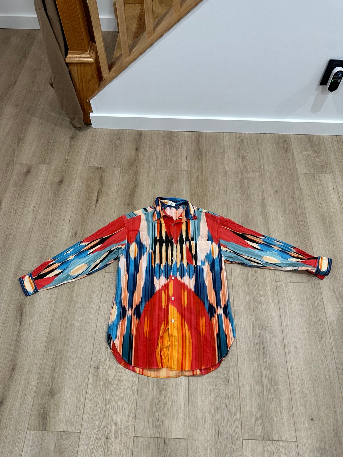 Etro- Ikat Printed Long Sleeve Button-Up Top - Size: M