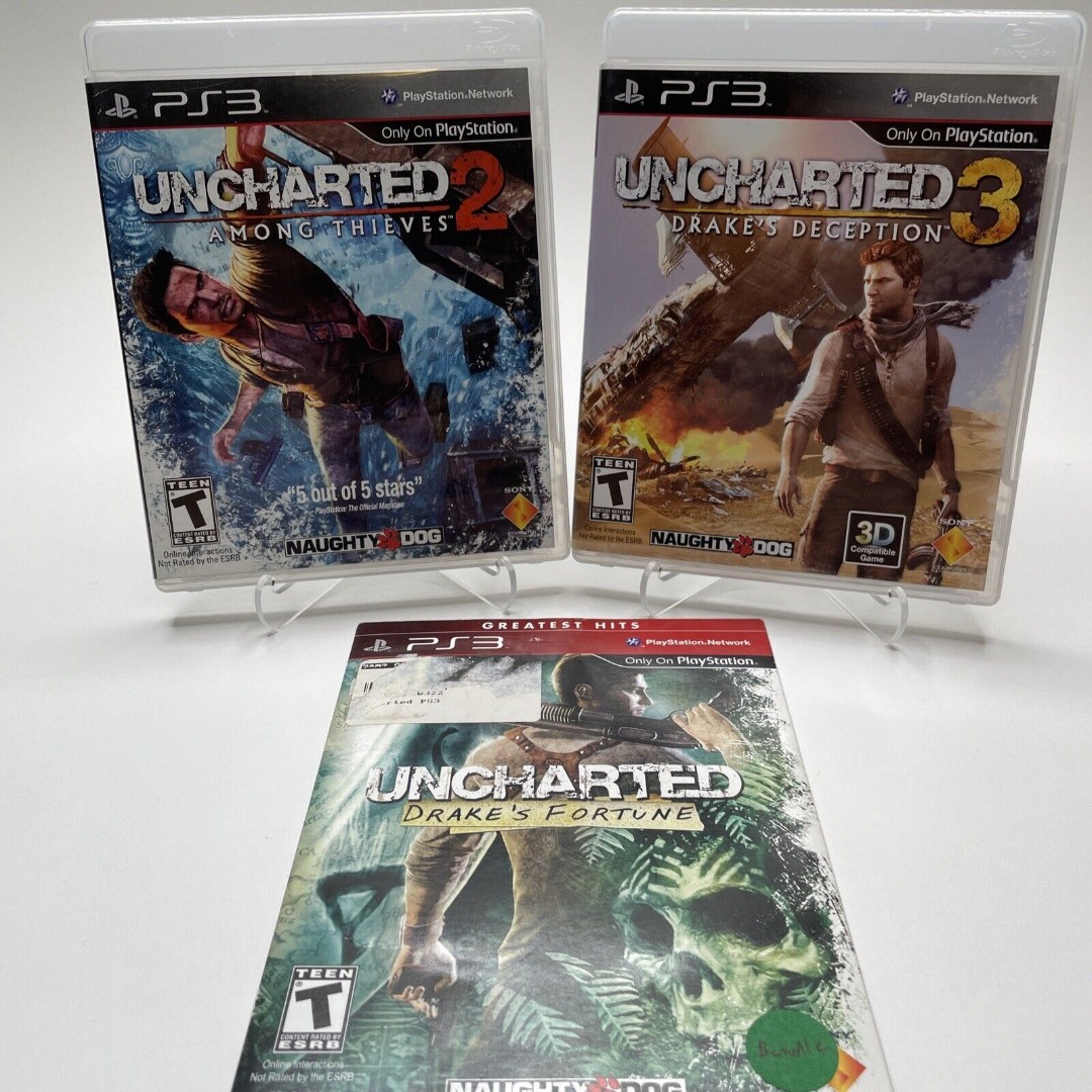 Uncharted 2 3 Drake's Fortune Bundle PlayStation 3 PS3!