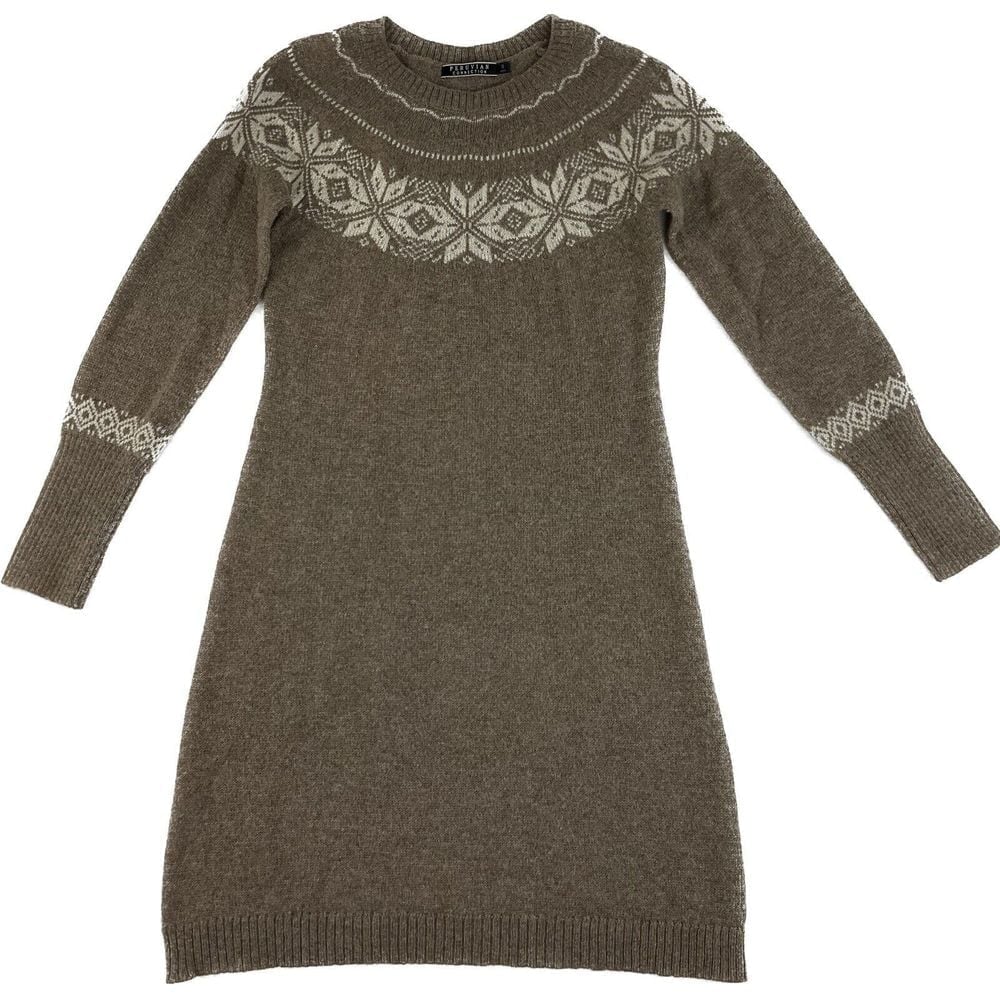 Peruvian Connection Geometric 100% Alpaca Tunic Sweater Dress Womens Small