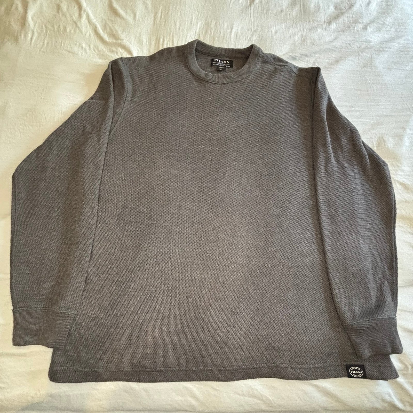 C.C. Filson Shirt Mens Xxl Gray Waffle Knit Heavyweight Thermal Long Sleeve