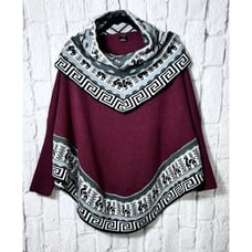 Alpaca Collection Made In Peru Womens Poncho Scarf Cowl Neck Shawl Geometric M/L