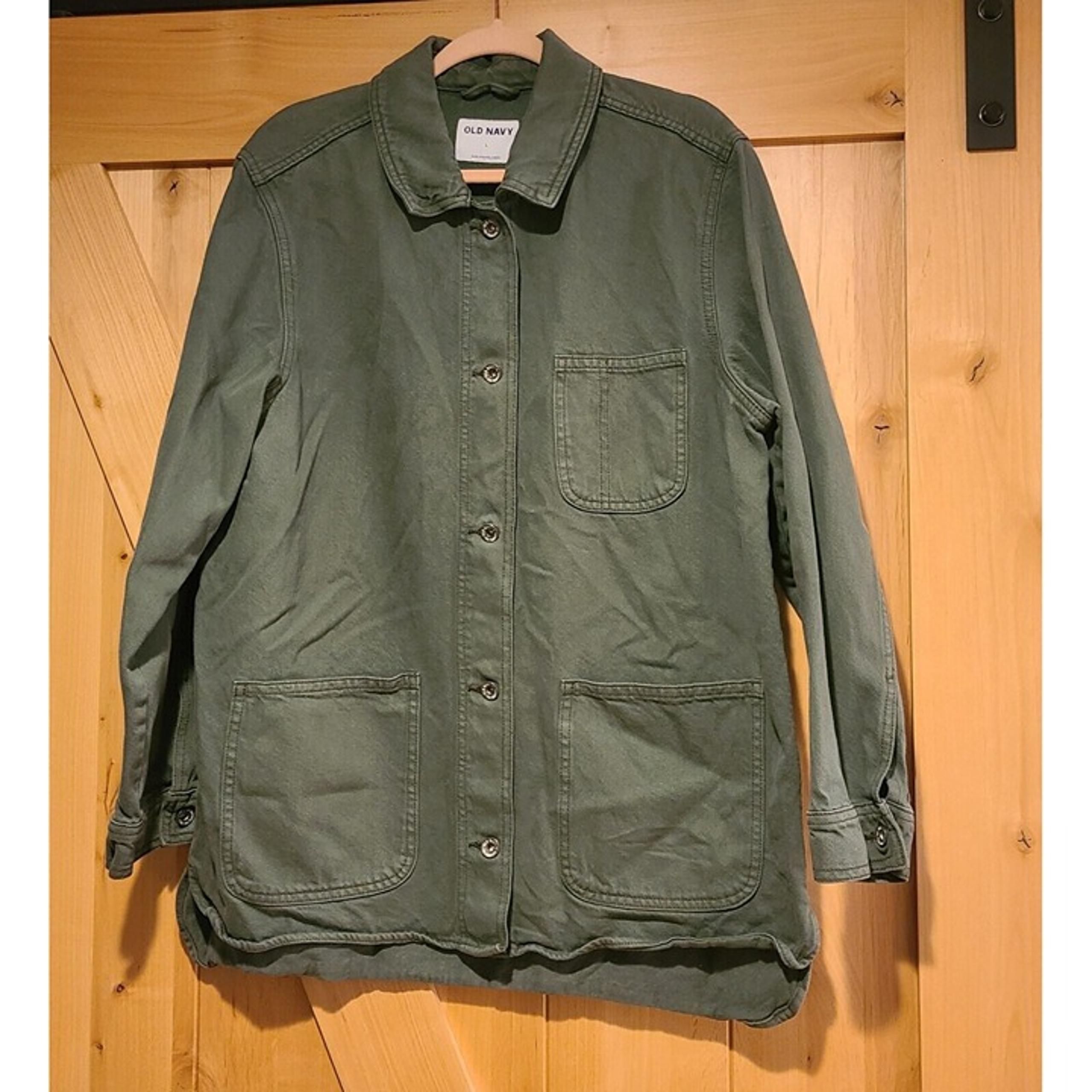 Old Navy Field Jacket Womens L Army Green Canvas Utility Military Shacket