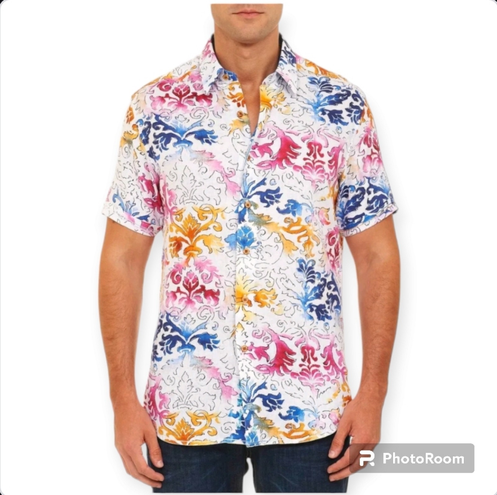 Robert Graham Sea of Cortez Short Sleeved Button Down Linen Shirt