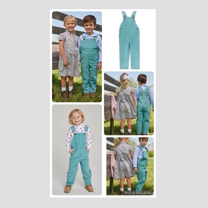 LITTLE ENGLISH GREEN CORDUROY Essential Overall - Canton Corduroy ROMPER Size 6