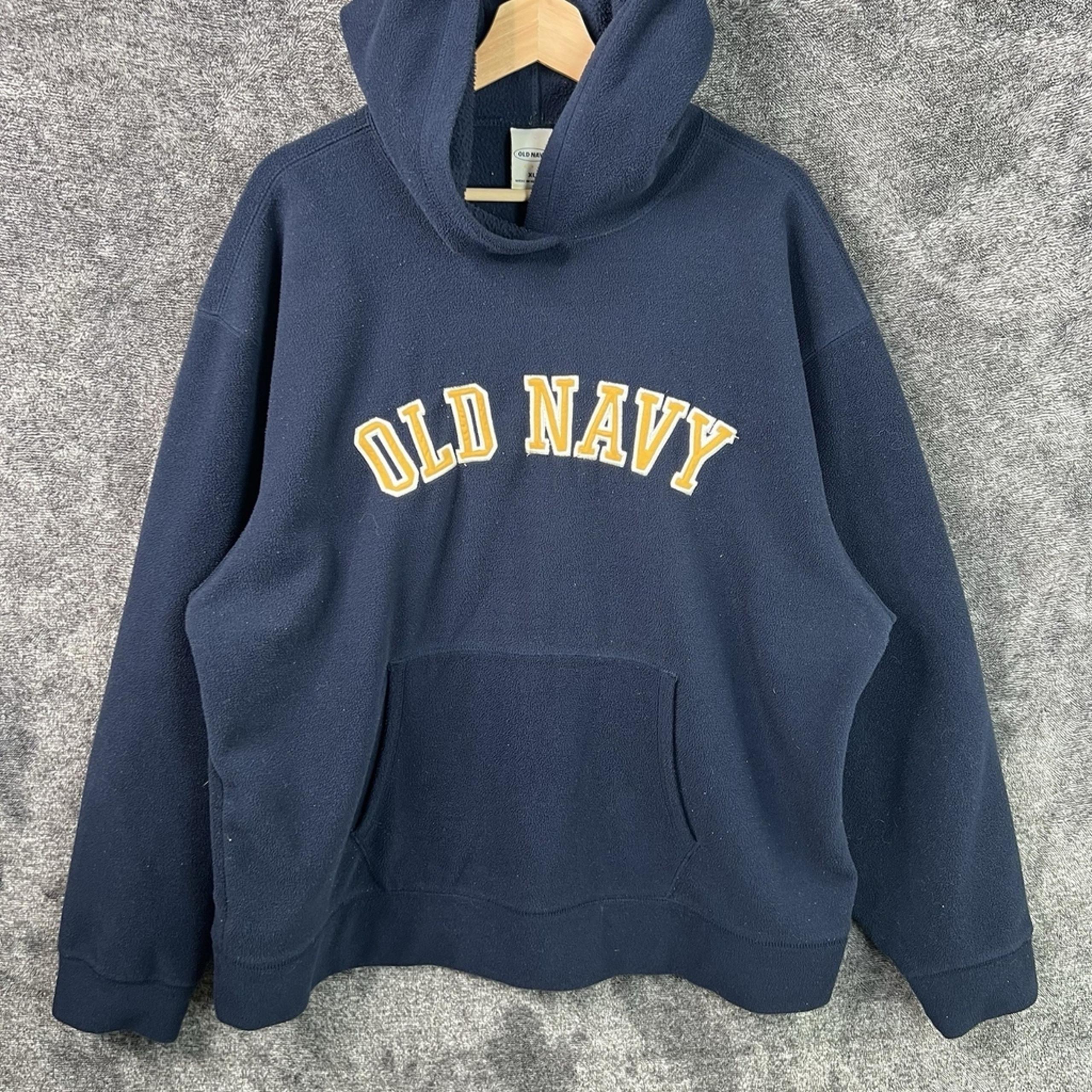 Vintage Y2K Old Navy Sweatshirt Fleece Hoodie Blue Logo Spellout Mens Size 2XL