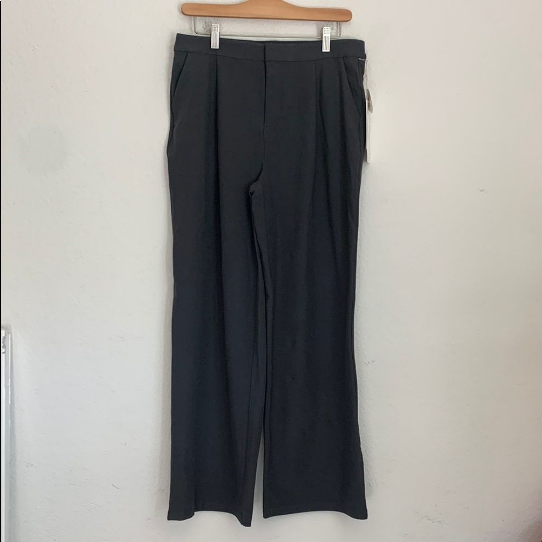 Vuori elevation trouser in dark pewter heather wide leg size L NWT
