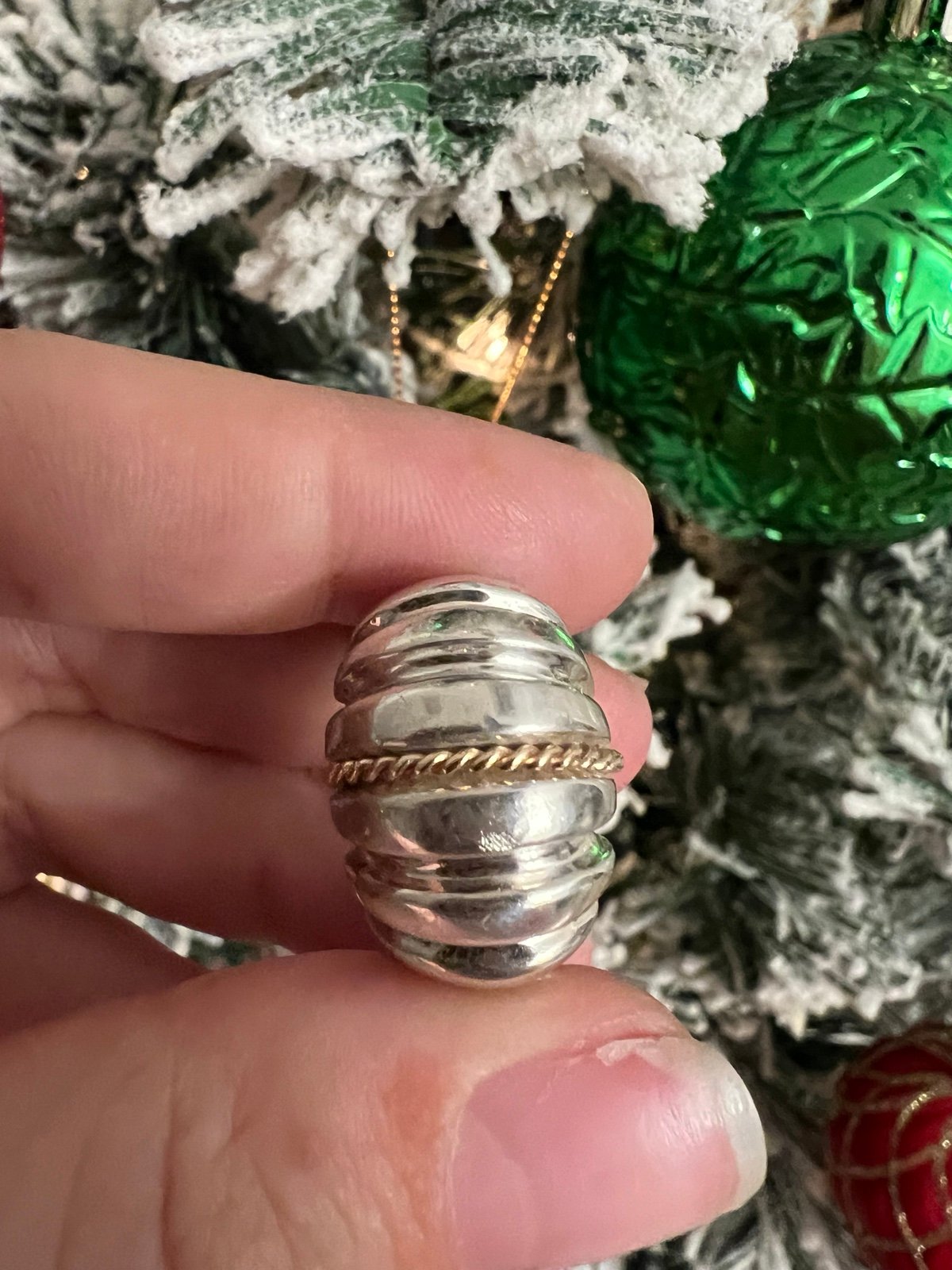 Vintage 14k gold and 925 shrimp ring