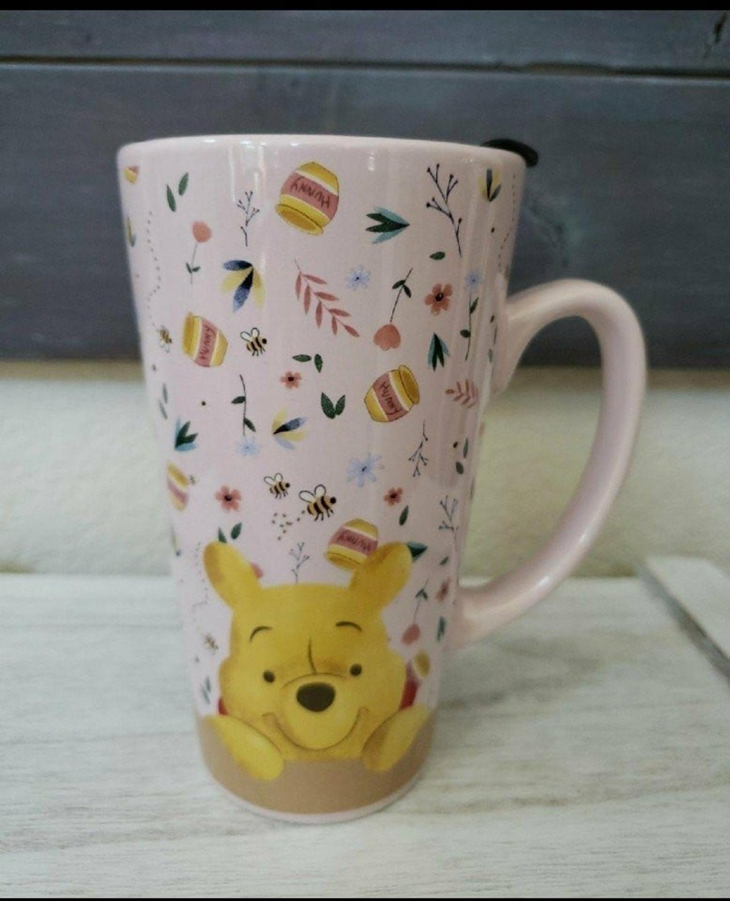 Winnie the Pooh Pink Travel Mug 12oz Spring Flowers Honey Pots - Disney