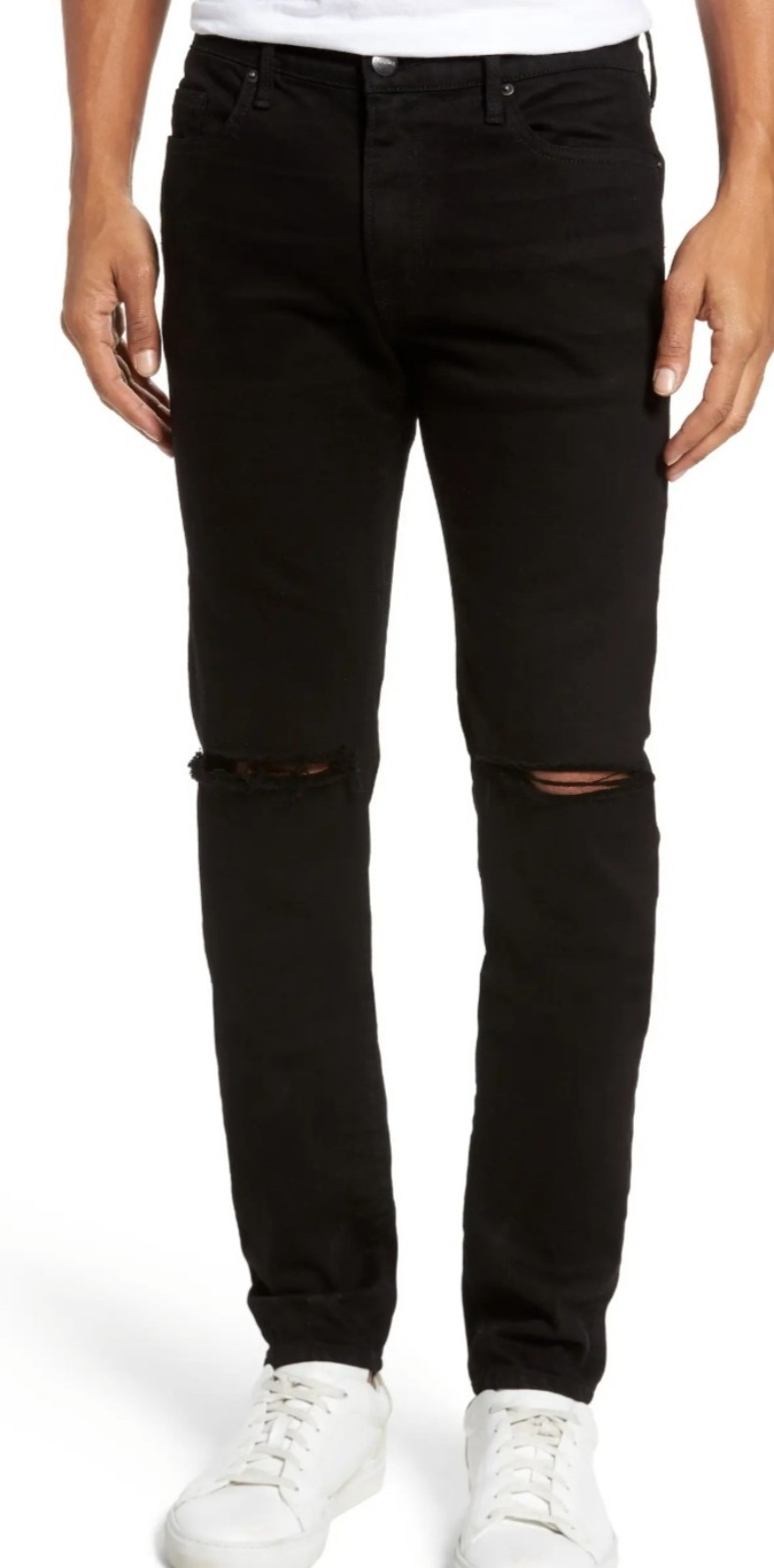 Frame L'Homme Skinny Jeans in Noir Slits Size 29 Black