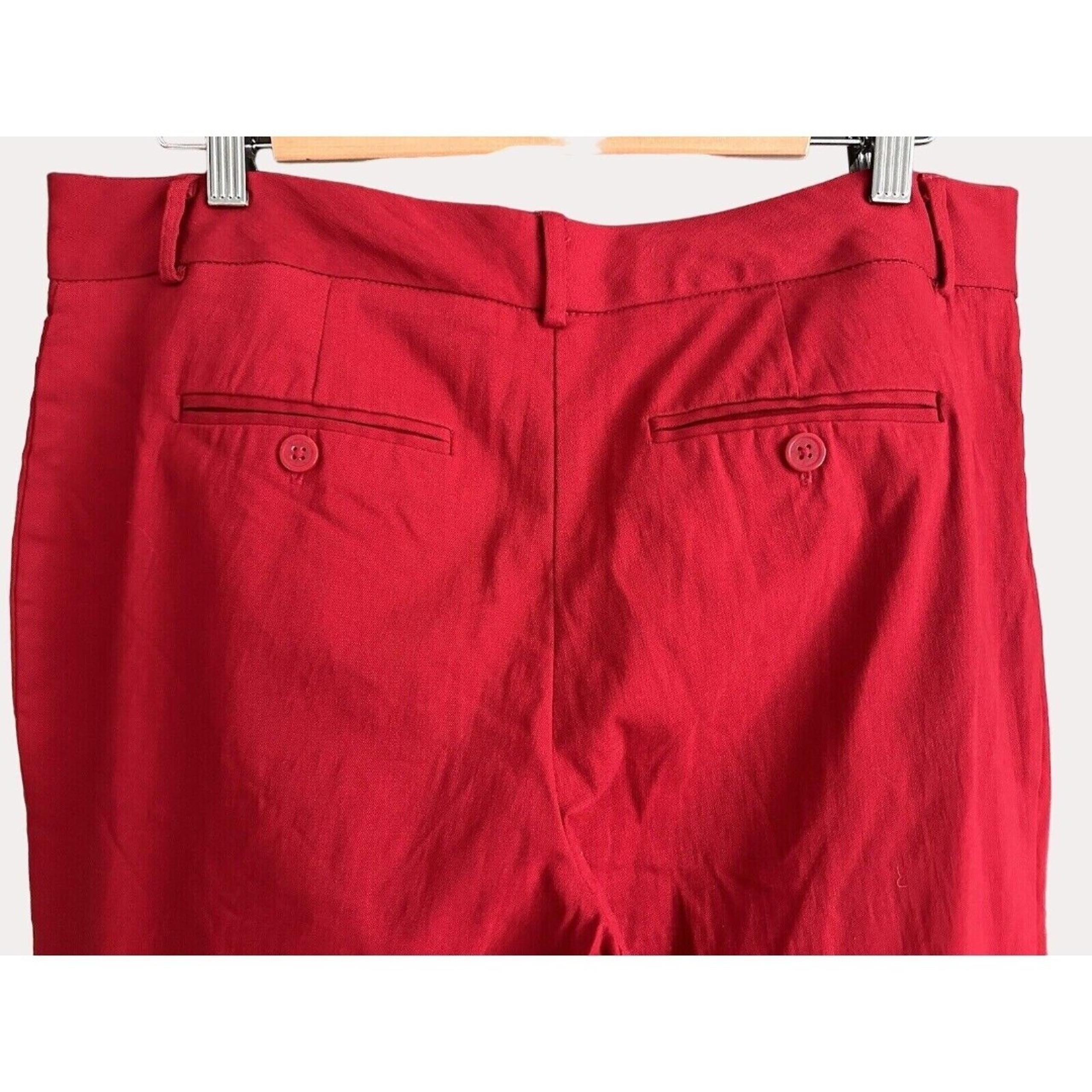No Boundaries Cropped Skinny Stretch Ankle Pants Slacks Pockets Red 17