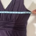 Suzi Chin A-line Dress Sz 16, Purple V-neck front/back. Ruched empire waist NWOT