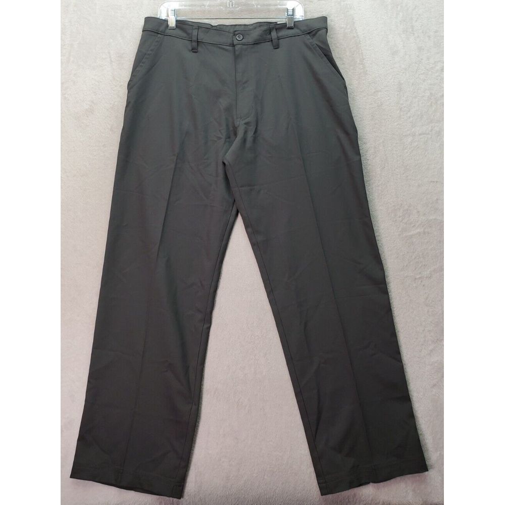 Champion Pants Mens Size 36 Gray Golf Slash Pockets Flat Front Straight Leg Logo
