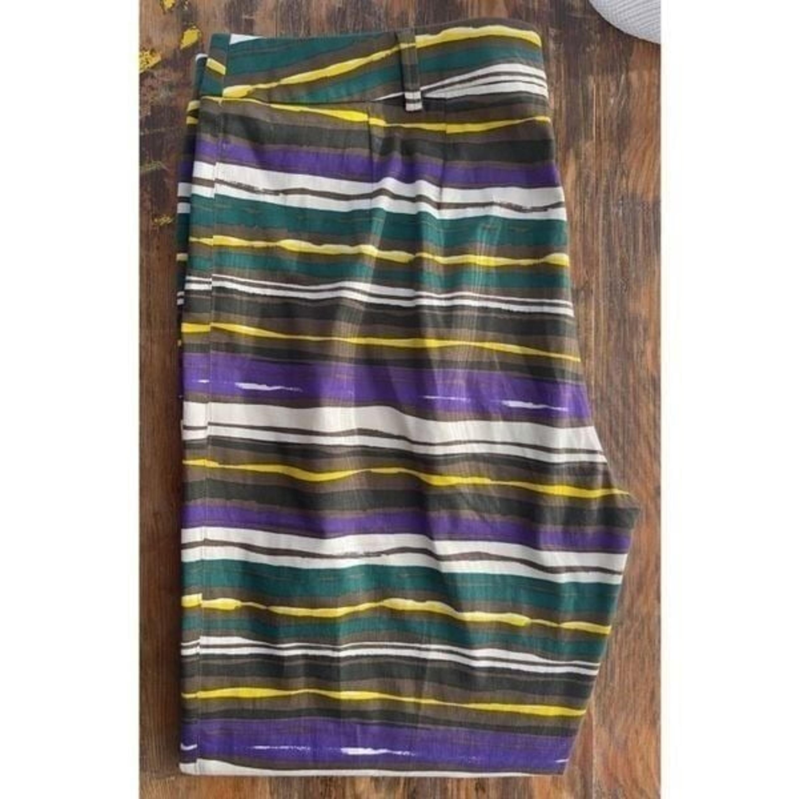 T1 Max Mara Studio Women's Striped High Waisted Trouser Pants Purple Brown Sz 14