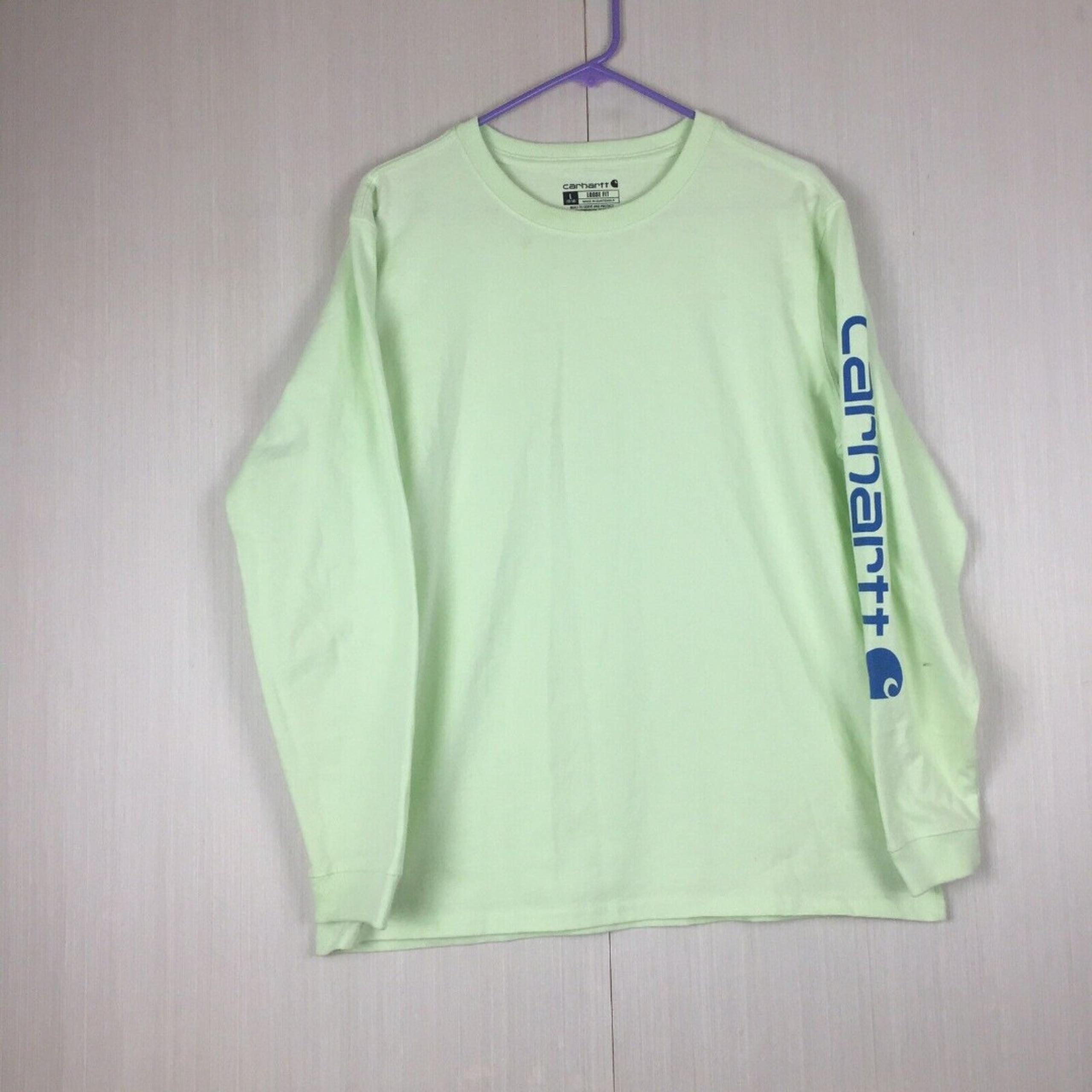 CARHARTT Men's Yellow Long Sleeve Blue Logo Sweatshirt Size L Large (12-14)