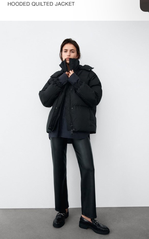 New Zara pufferjacket HOODED QUILTED